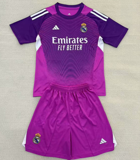 Maillot + Short Real Madrid 2025/26 Gardien Vt Enfant